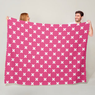 Weiße Kreuzstiche auf Fuchsia Fleecedecke