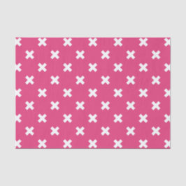 Weiße Kreuzstiche auf Fuchsia Seidenpapier