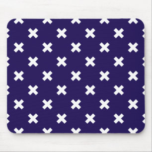 Weiße Kreuzstiche auf marineblau Mousepad