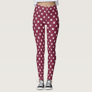Weiße Kreuzstiche auf Maulbeeren Leggings