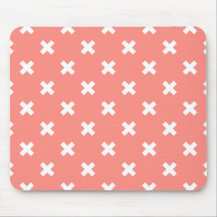 Weiße Kreuzstiche auf Pfirsich Mousepad