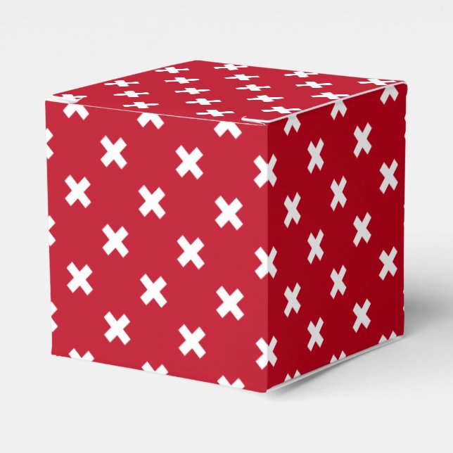 Weiße Kreuzstiche auf Rot Geschenkschachtel (Vorderseite)