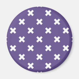 Weiße Kreuzstiche auf ultraviolett Magnet