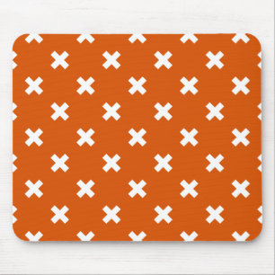 Weiße Kreuzstiche auf verbranntem Orange Mousepad