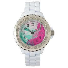 Weiße Kristall beobachten Frauen Armbanduhr