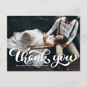 Weiße kühne Retro-Schrift Foto-Hochzeit Danke Postkarte