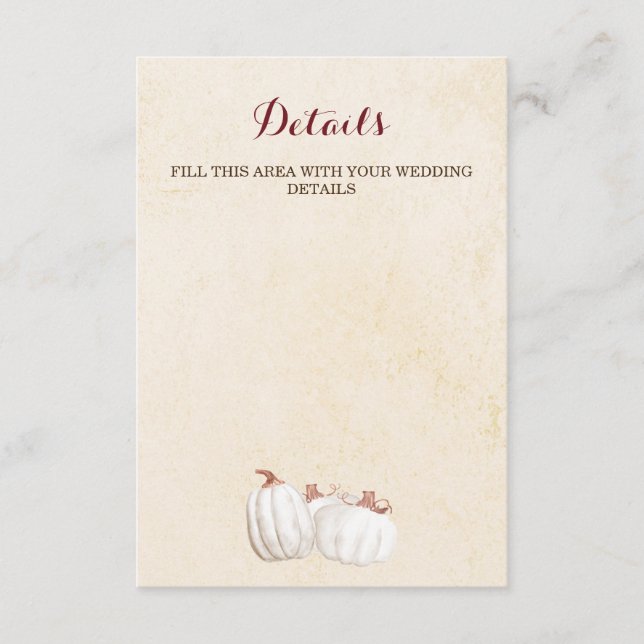 Weiße Kürbis Ernte Begleitkarte (Vorderseite)