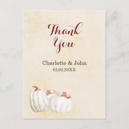 Weiße Kürbis fallen Ernte Hochzeit danke Postkarte