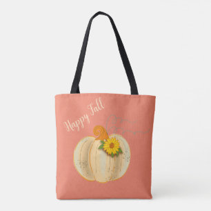 Weiße Kürbis-Happy-Fall-Tragetasche Markt-Tasche Tasche