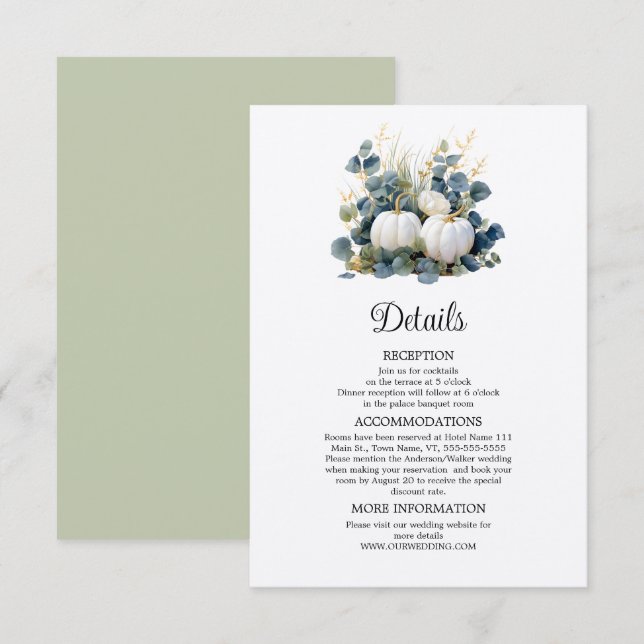 Weiße Kürbis und Eukalyptusdetails Begleitkarte (Vorne/Hinten)