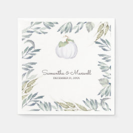 Weiße Kürbis und Grünpflanzen Serviette