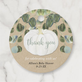 Weiße Kürbispflanzen eukalyptus rustikaler Fall Geschenkanhänger