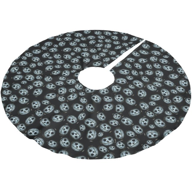 Weiße Kürbisse Halloween Polyester Weihnachtsbaumdecke (Schrägansicht)
