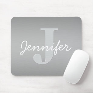 Weiße Kursivschrift & Graues Monogramm Farben be Mousepad