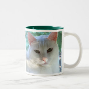 Weiße kurze Haarkatzen-Tasse mit Vers Zweifarbige Tasse