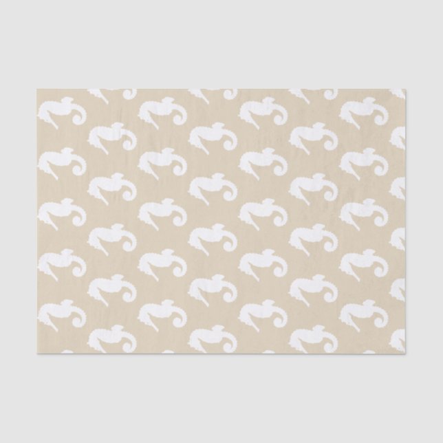 Weiße KüstenSeepferde u. Taupe Seidenpapier (Vorderseite)
