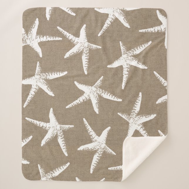 Weiße Küstenstarfish u. Imitat-Leinwand Sherpadecke (Vorderseite)