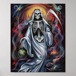Weiße Kutte Santa Muerte Poster
