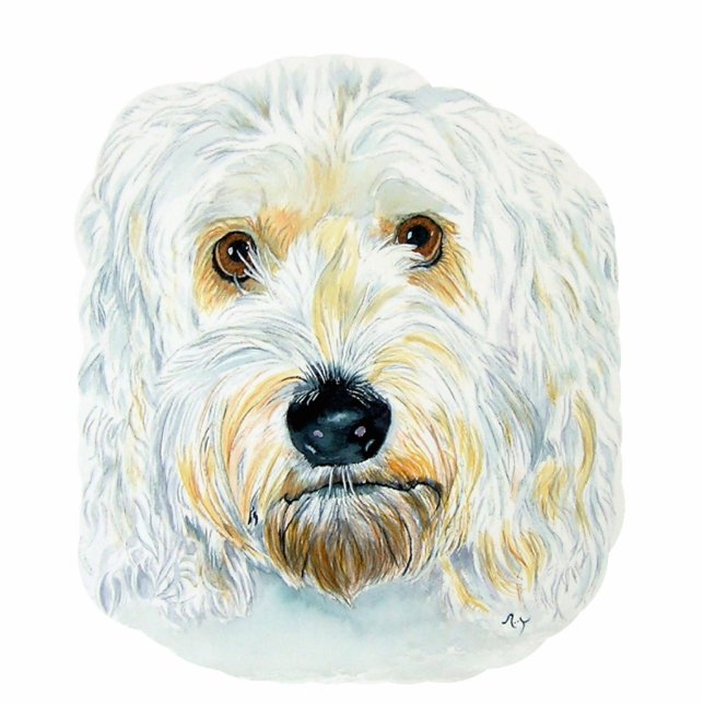 Weiße Labradoodle Maggie Skulptur Freistehende Fotoskulptur (Vorne)