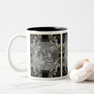 Weiße Lacecap Hydrangea Rahmen hinzufügen Ihr Foto Zweifarbige Tasse