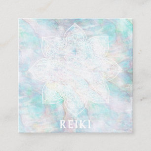 *~* weiße Lacey Mandala-blauer rosa gelber Pastel Quadratische Visitenkarte