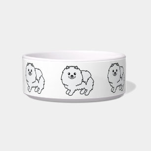 Weiße lächelnde Cartoon Spitz Hunde Napf