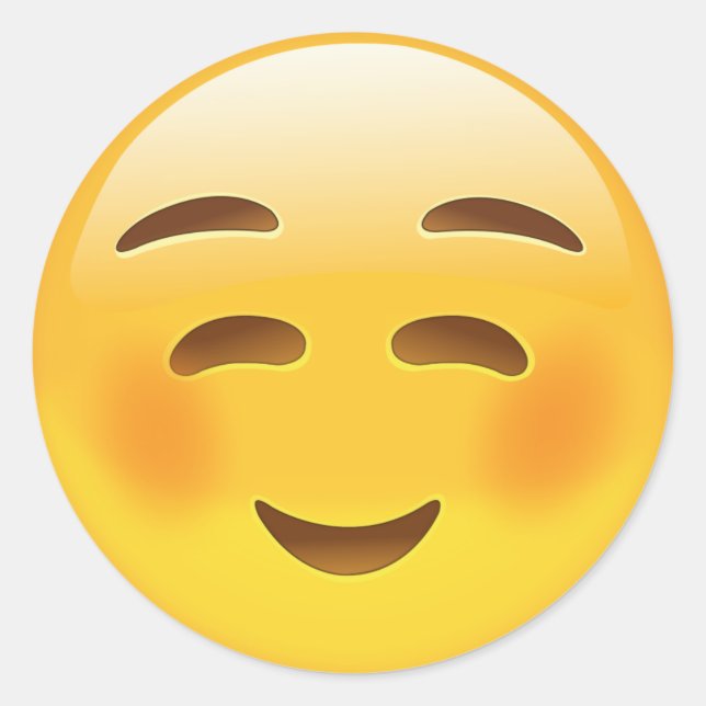 Weiße lächelnde Gesichter Emoji Runder Aufkleber (Vorderseite)