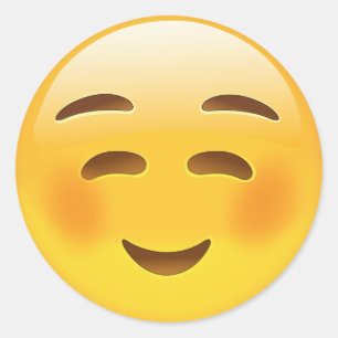 Weiße lächelnde Gesichter Emoji Runder Aufkleber