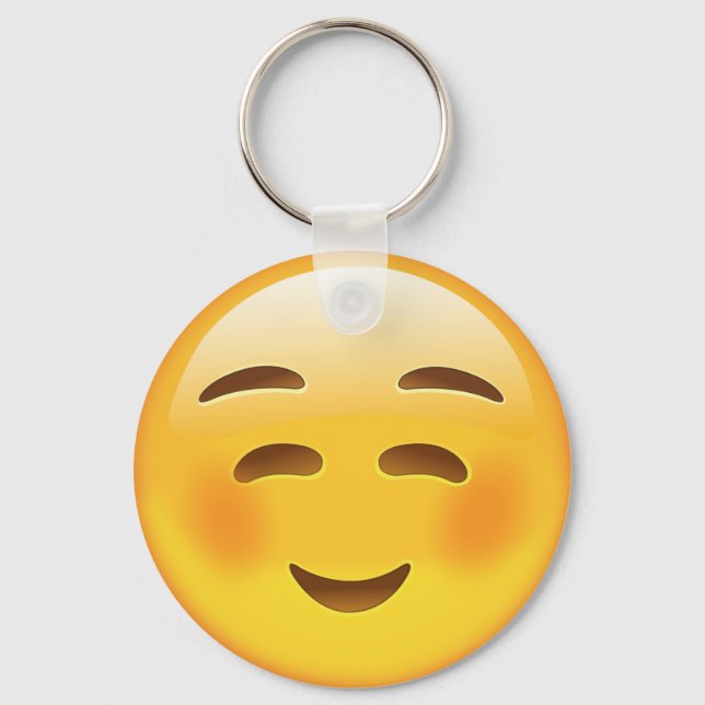 Weiße lächelnde Gesichter Emoji Schlüsselanhänger (Vorderseite)