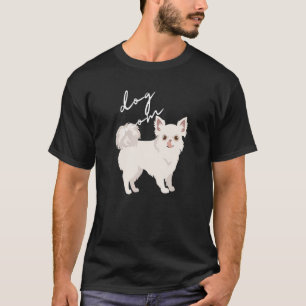 Weiße, langhaarige Chihuahua-Mama T-Shirt