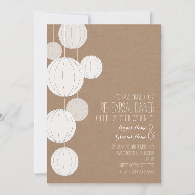 Weiße Laternen-Cardstock inspirierte Probe Einladung (Vorderseite)