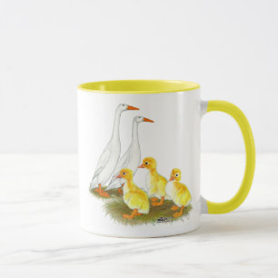 Weiße Laufentenfamilie Tasse