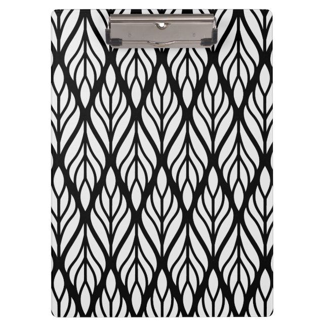 Weiße Leaf-Muster anpassen Klemmbrett (Vorderseite)