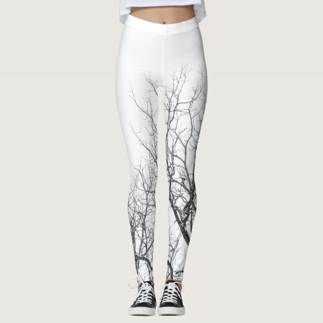 Weiße Leggings mit Baumzweigen. (Vorderseite)