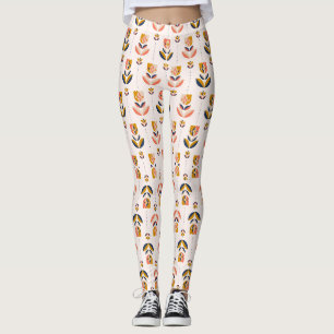 weiße Leggings mit einer bunten abstrakten Blume