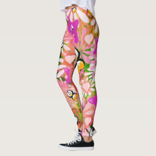 Weiße Leggings mit Pinguin-Muster
