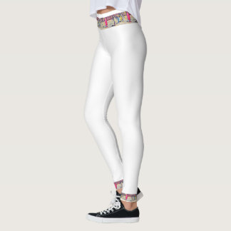 Weiße Leggings mit Segelschiffbänder