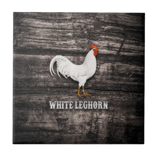Weiße Leghorn-Henne Fliese