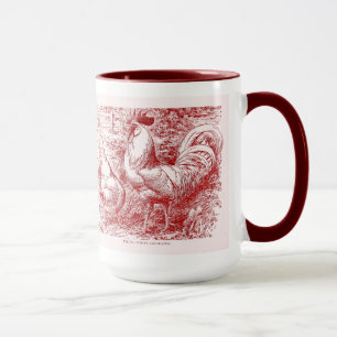 Weiße Leghorn in Rot Tasse