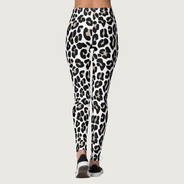 Weiße Leopardenhaut, Wilde Katze Leggings (Rückseite)