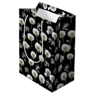 Weiße Leuchte Fluff auf schwarz Mittlere Geschenktüte