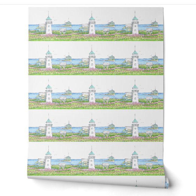 Weiße Leuchtturm Tapete (Abrollen)