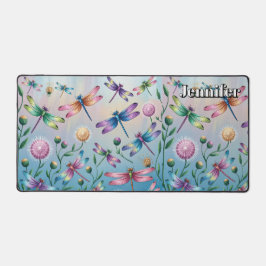 Weiße Libchen mit Blume. Bearbeitbarer Name Schreibtischunterlage