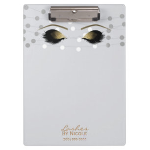 Weiße Lichterkette Gold Make-up Augen Wimpern Mode Klemmbrett