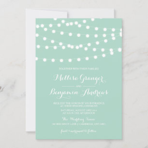 Weiße Lichterketten   Mint Hochzeitseinladung Einladung