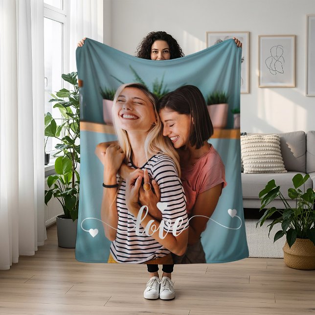 Weiße Liebe mit Herzvalentine Fleecedecke (Von Creator hochgeladen)