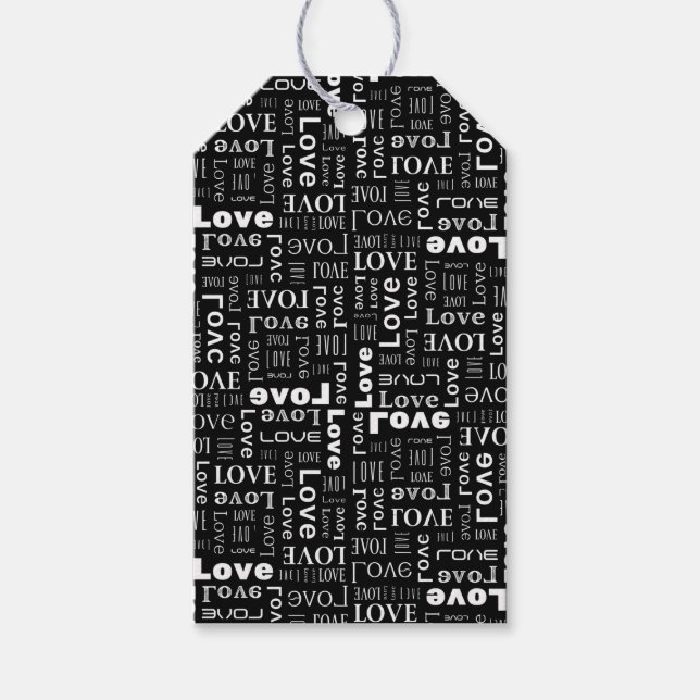 Weiße Liebe schwarzer Hintergrund Geschenkanhänger (Vorderseite)