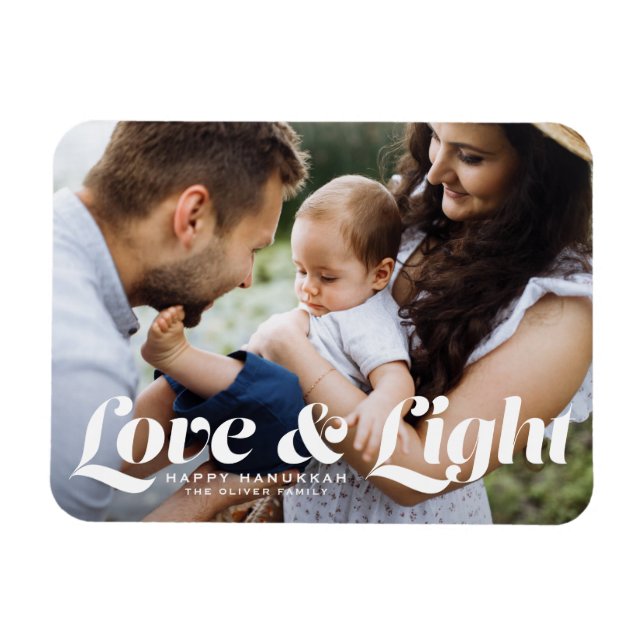 Weiße Liebe und Foto für leichte Typografie Hanukk Magnet (Horizontal)