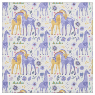 Weiße Lila Aquamarine Gelbe Giraffen Monogramm Stoff