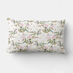 Weiße Lila Blüte/Polka Dot Lumbar PIllow Lendenkissen